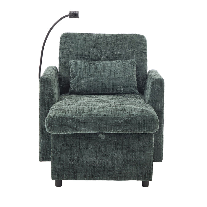 Multifunctional Chenille Recliner Sofa With Storage And Phone Bracket
