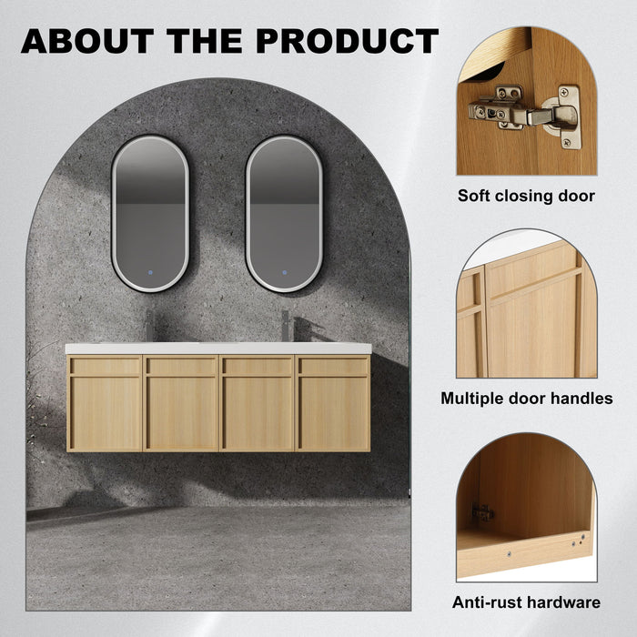 Wall-Mounted Bathroom Vanity With Resin Sink And Soft Closing Doors