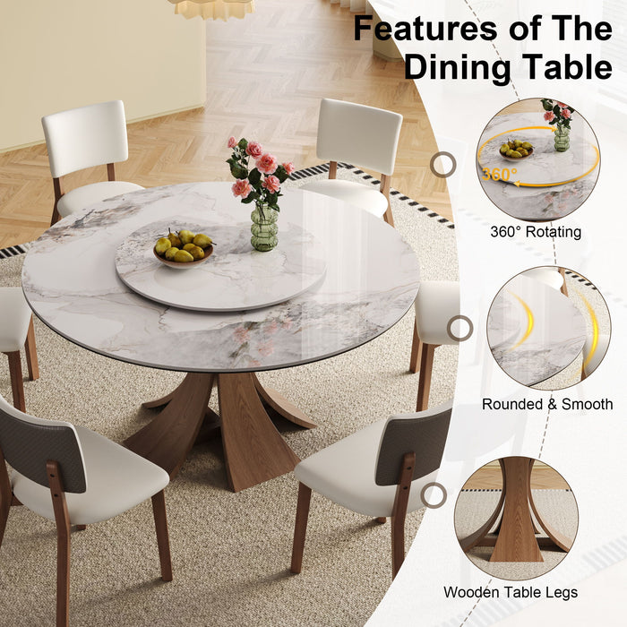 Dining Table Set With Wooden Base