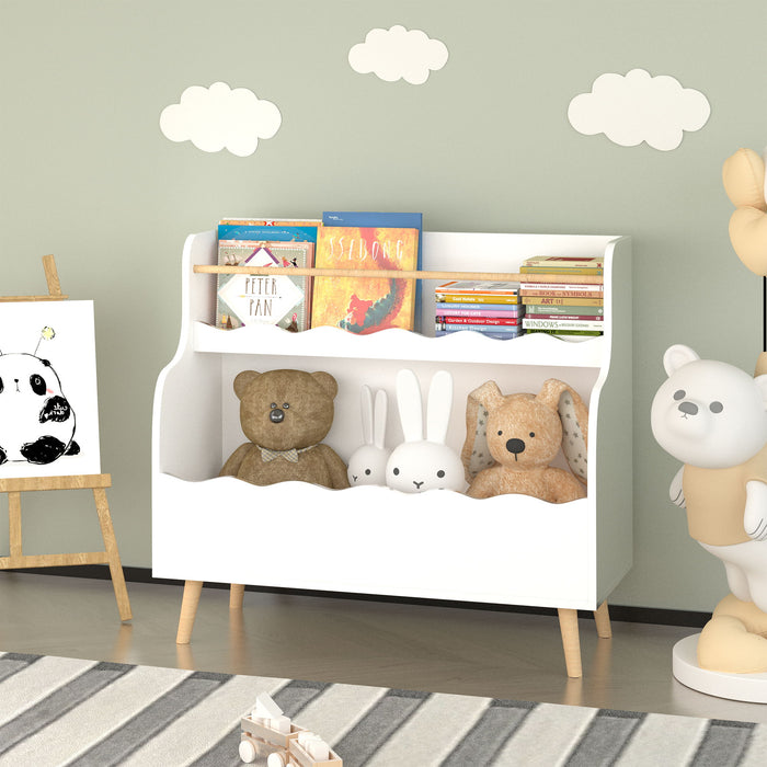 Kids Bookcase, Children Book Organizer Toy Storage Cabinet - White