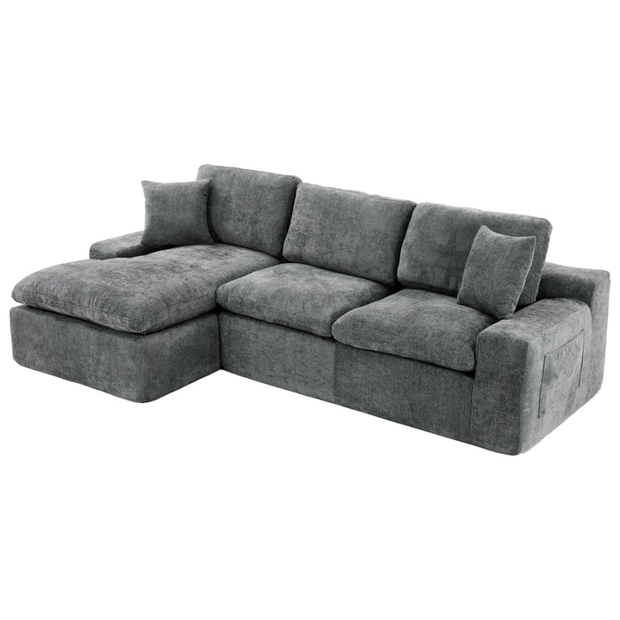 Cloud Sectional Sofa With Double Layer Cushion And Side Pockets, Free-Combined