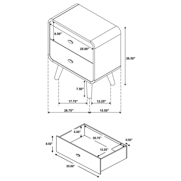 Robyn - 2-Drawer Nightstand