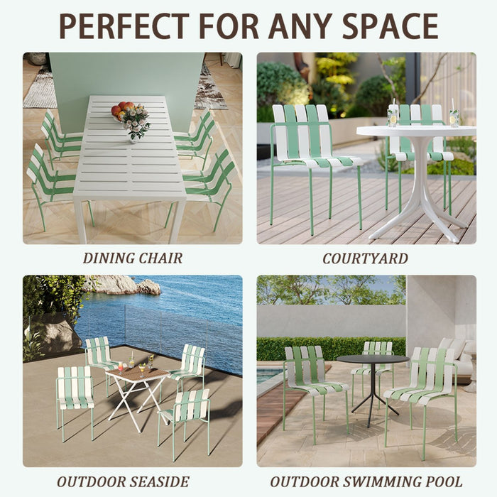4 Piece Set Of Modern Color Block Designed Single Chairs With Long Table