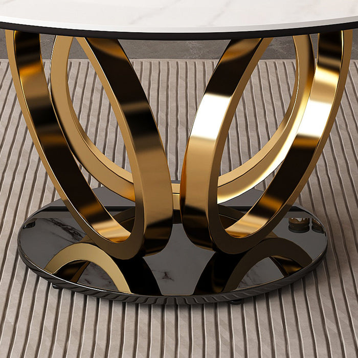 Round Dining Table With 360° Smooth Lazy Susan Stain / Heat - Gold / Black / White
