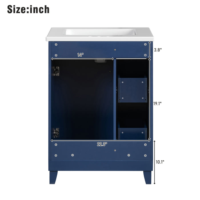 Transitional Style Bathroom Vanity Cabinet With Ceramic Sink