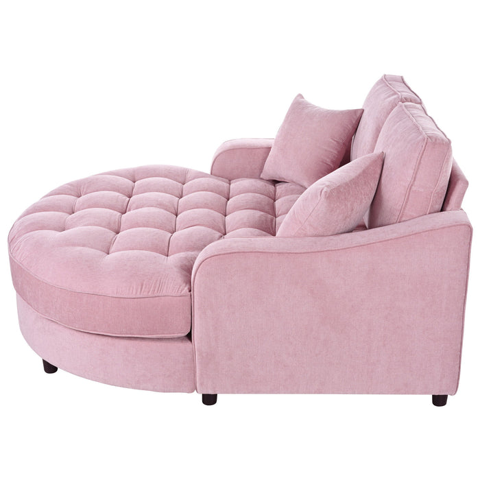 Modern Chaise Lounge Upholstered Sofa Couch With Tufted Seat And Detachable Pillows For Living Room