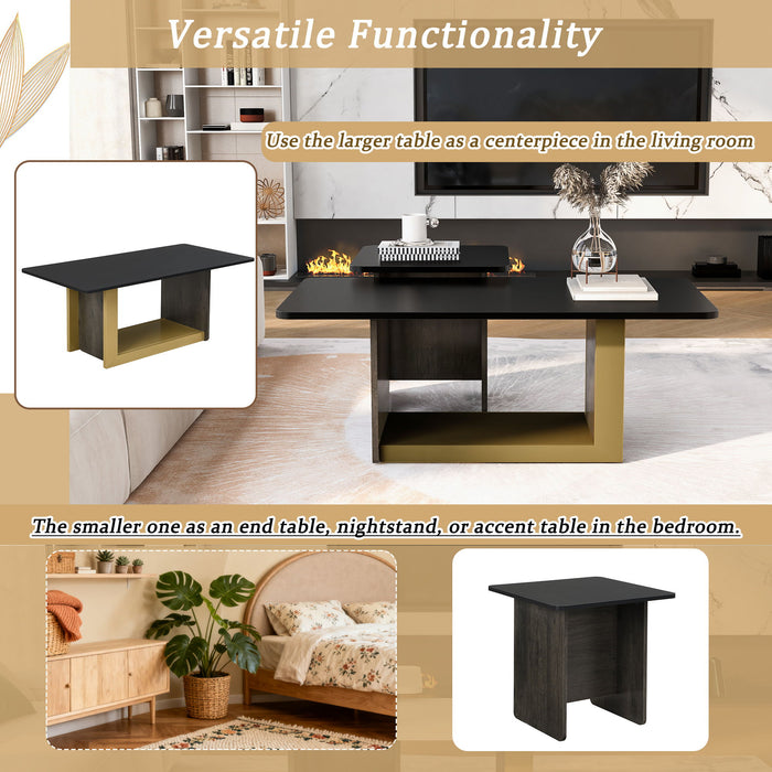 Small Square Coffee Table With End Table (Set of 2)