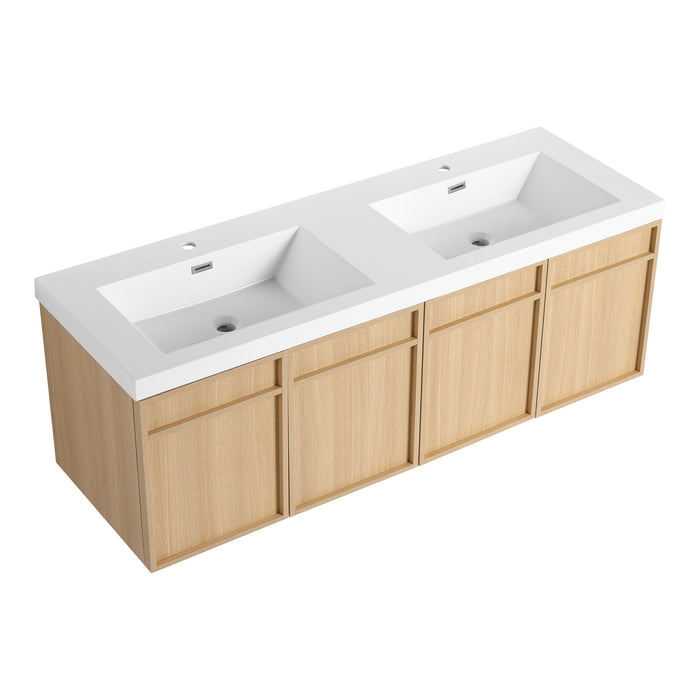 Wall-Mounted Bathroom Vanity With Resin Sink And Soft Closing Doors