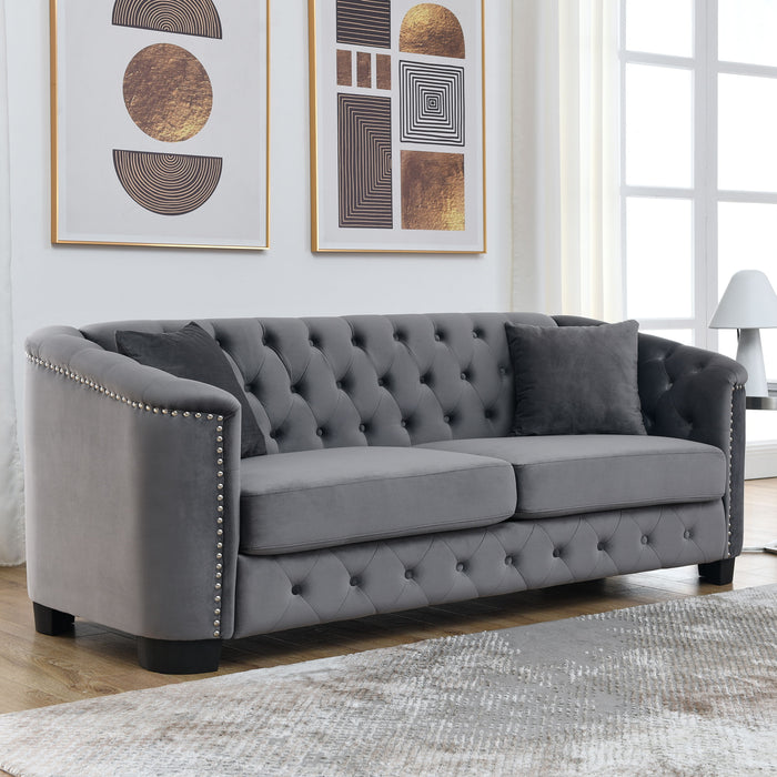 Corner Sofa / 3 Seater Combination Sofa. Velvet Grey