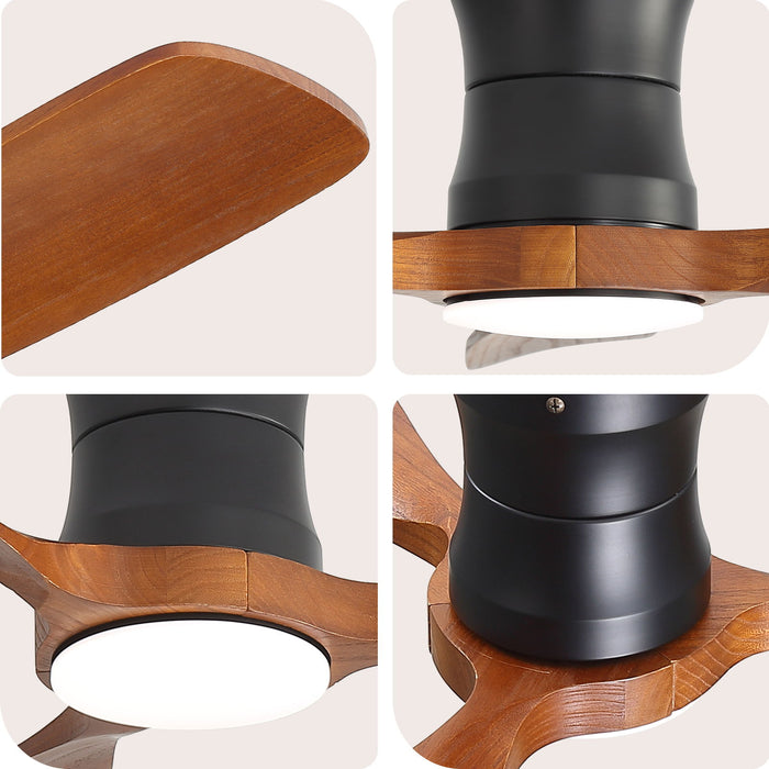 48" Ceiling Fan With Light, Dimmable LED With Memory, Quiet DC Motor - Matte Black