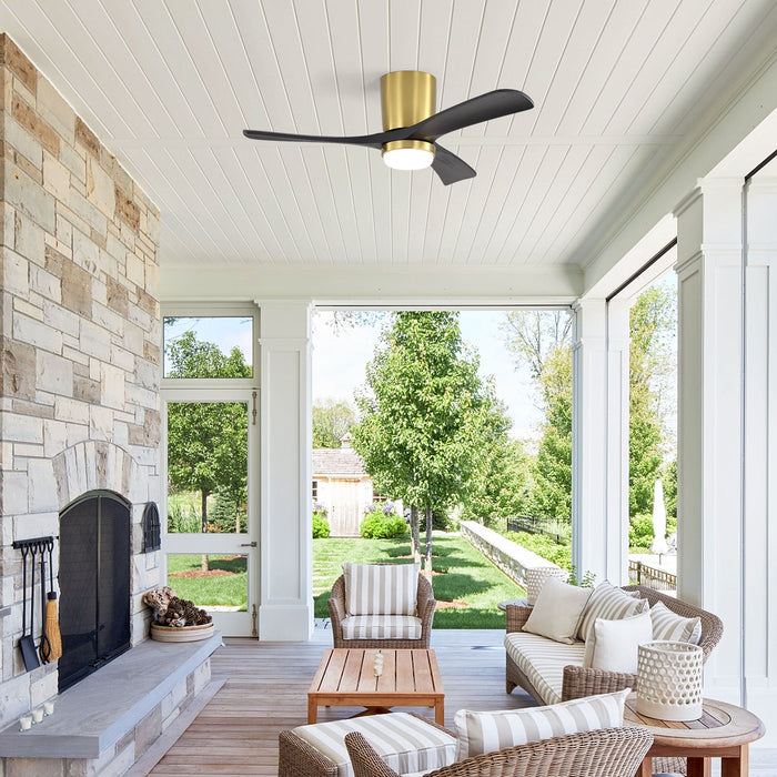 42" Ceiling Fan With Dimmable LED Light, DC Reversible Motor, 6 Speed Adjustable For Living Room - Gold / Black