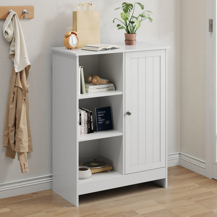 Classic Freestanding Bathroom And Kitchen Storage Cabinet With Adjustable Shelves - White