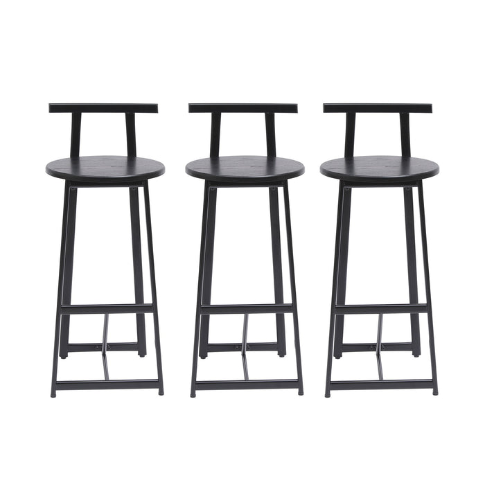 Modern Bar Stools With Backrest For Kitchen (Set of 3)