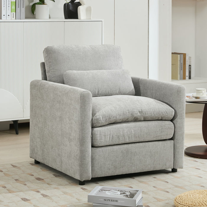 Cozy Upholstered Plush Cushion Armchair For Living Room