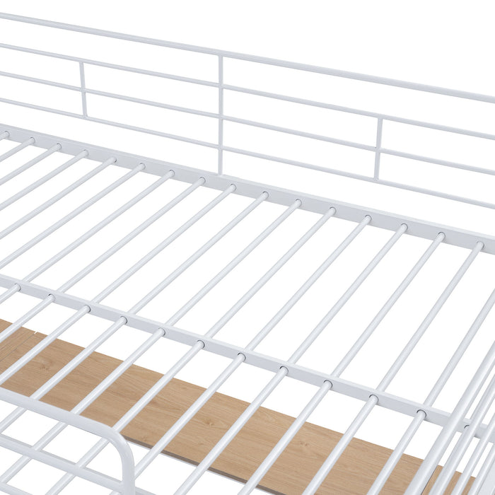 Loft Bed & 3 Layers Of Shelves And L-Shaped Desk