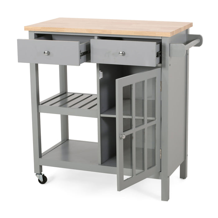 Aidah - Contemporary Kitchen Cart With Wheels - Gray