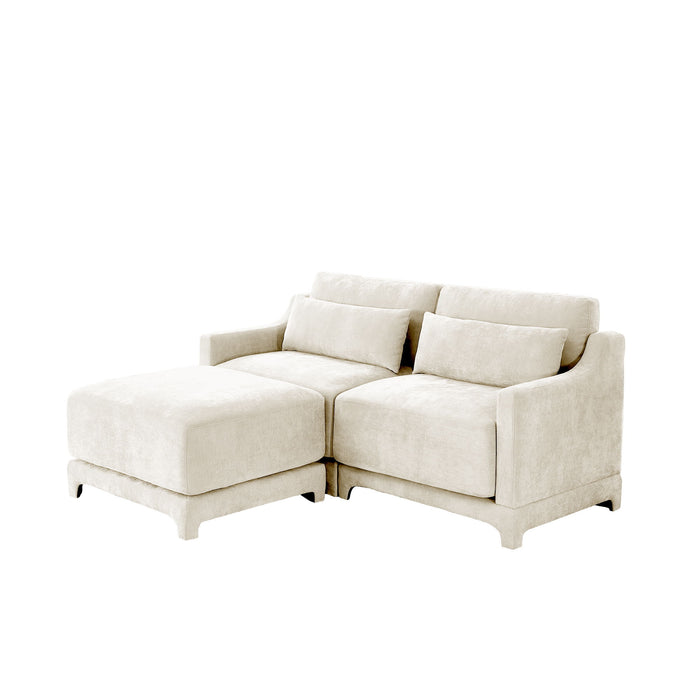 Stylish Sofa With Ottoman And Lumbar Pillows, Ergonomic Design