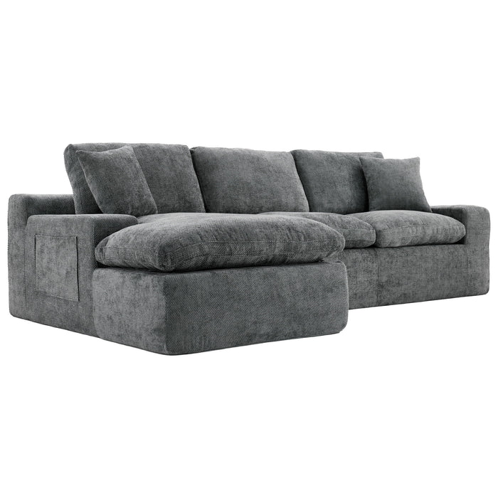 Cloud Sectional Sofa With Double Layer Cushion And Side Pockets, Free-Combined