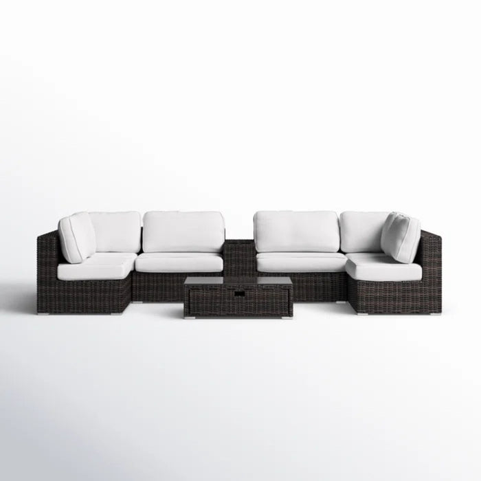 Elegant 4 Person Wicker Patio Seating Set With Cushions And Glass Top Table