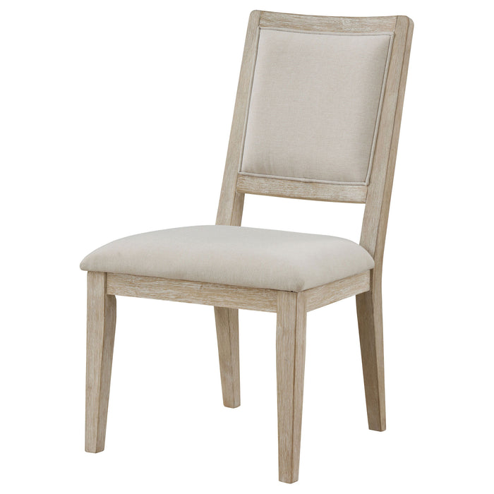 Trofello - Upholstered Dining Side Chair (Set Of 2) - White Washed And Beige