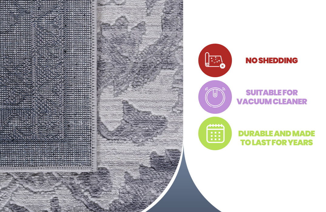 Marfi - 8' X 10' Oriental Area Rug - Gray / Silver