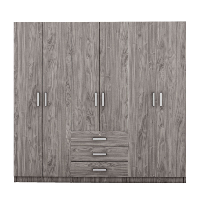6 Doors Wardrobe Storage For Bedroom, With Big Drawers