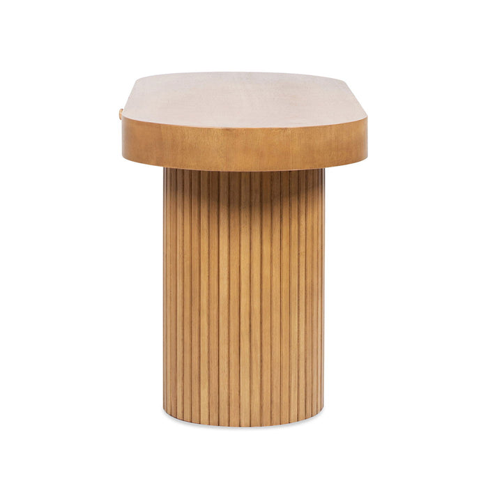 Jesse - Single Drawer Fluted Oval Console Desk - Honey Brown
