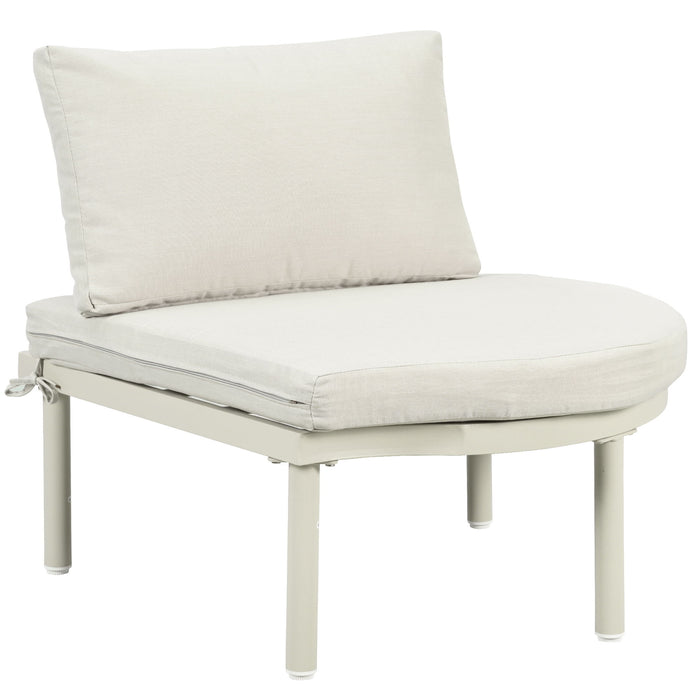 6 Piece Patio Set, Half Moon Outdoor Sectional Sofa With 2 High Low Coffee Tables, 4 Pillows & Cushions