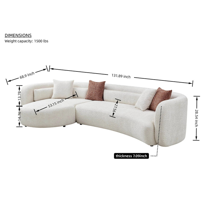 Curved Sectional Sofa, L - Shape Modular Chaise