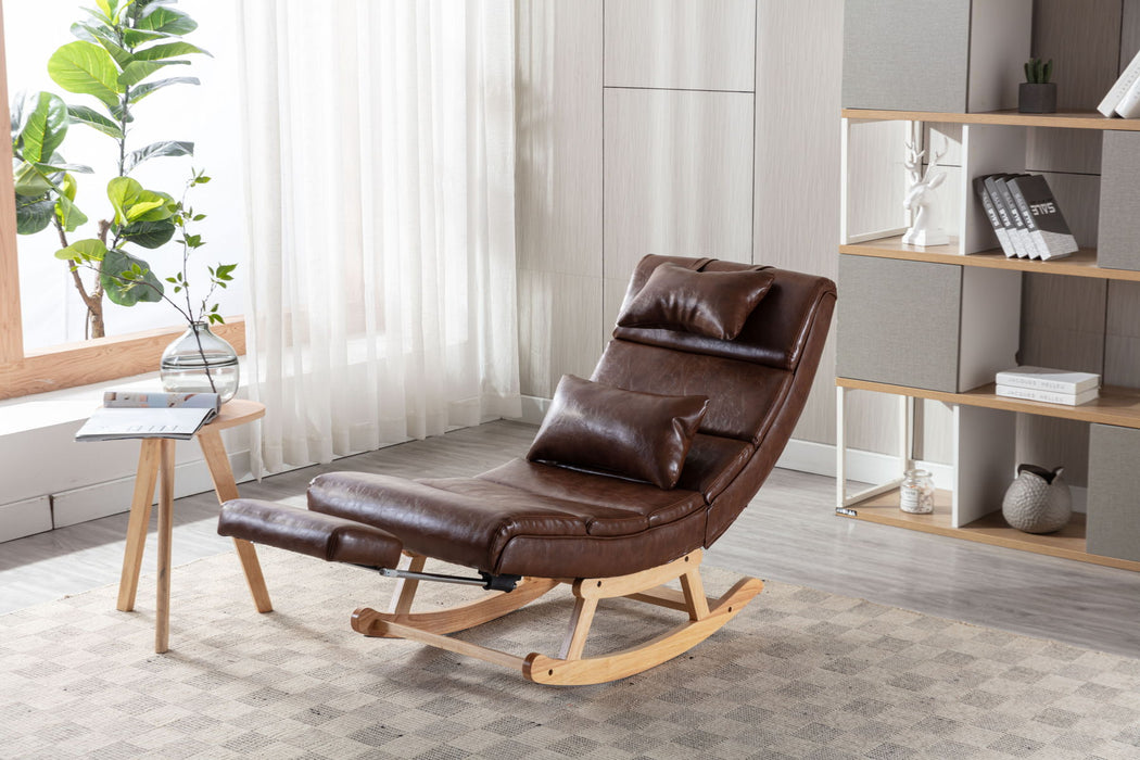 Coolmore Living Room Comfortable Rocking Chair Living Room Chair - Brown PU
