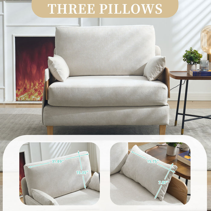 Mid Century Modern Foldable Sofa Bed, 3 In 1 Convertible Sleeper With 3 Pillows