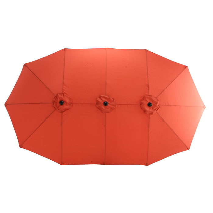 14.8 Ft Double Sided Outdoor Umbrella Rectangular Large With Crank (Orange)