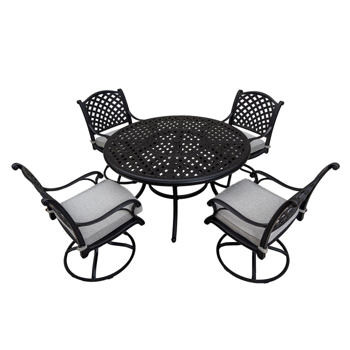 Stylish Outdoor 5 Piece Aluminum Dining Set With Cushion, Sandstorm