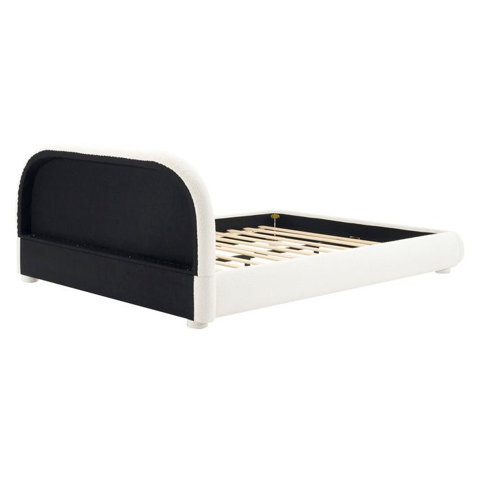 Upholstered Simple Modern Bedroom Bed With Curved Headboard