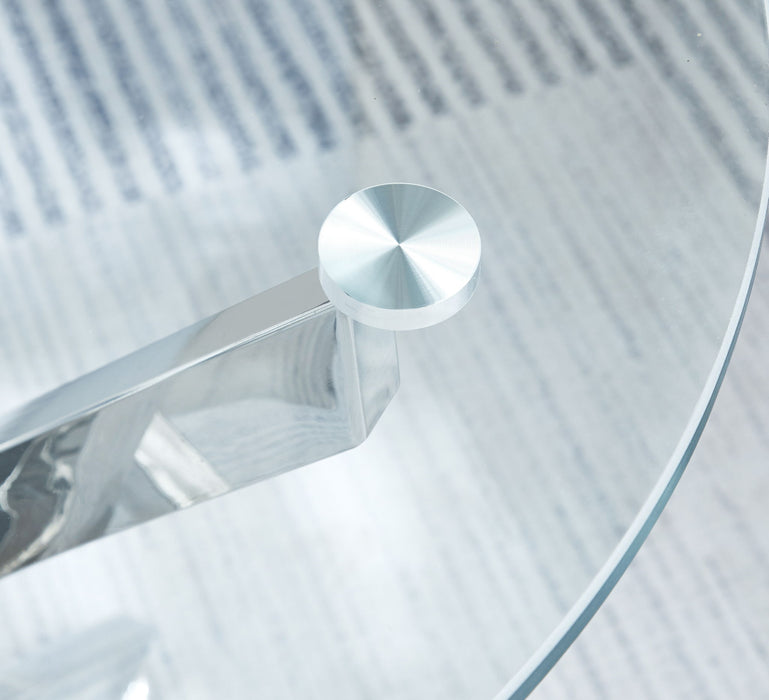 Modern Round Tempered Glass Table With Chrome Legs
