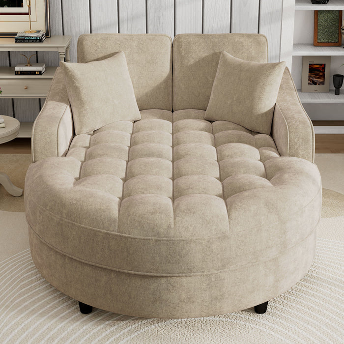 Modern Chaise Lounge Upholstered Sofa Couch With Tufted Seat And Detachable Pillows For Living Room