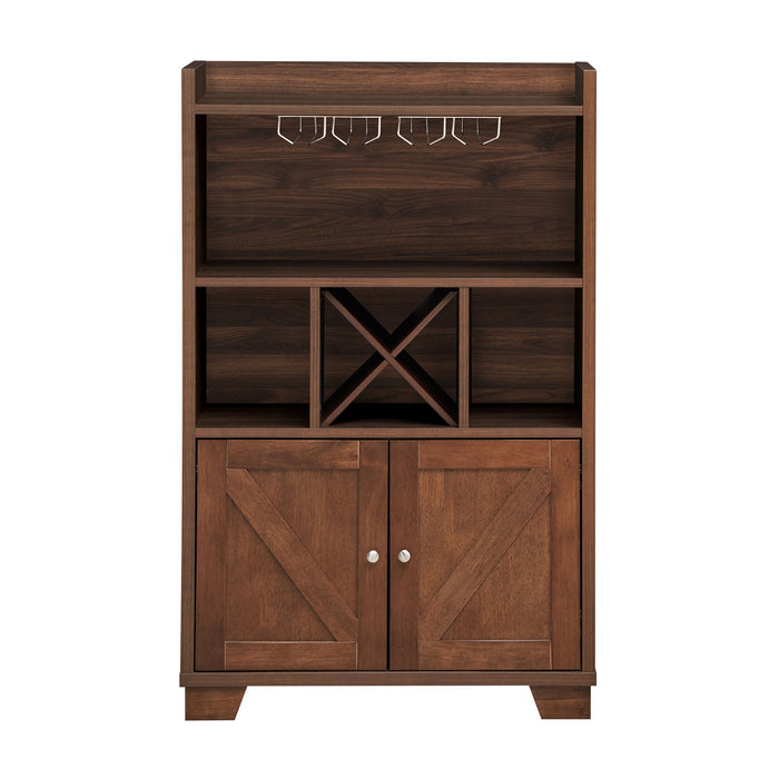 Farmhouse Style Monita Wine Cabinet With Storage Space - Walnut