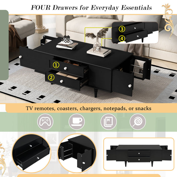 Modern Rectangle Coffee Table With Four Drawers