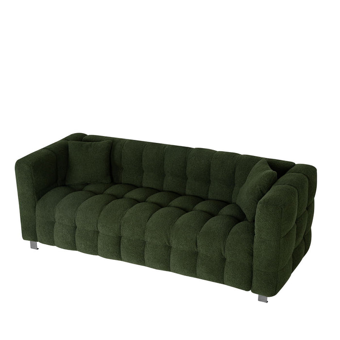 Green Teddy Fleece Sofa Discharge In Living Room Bedroom With Two Throw Pillows Hardware Foot Support