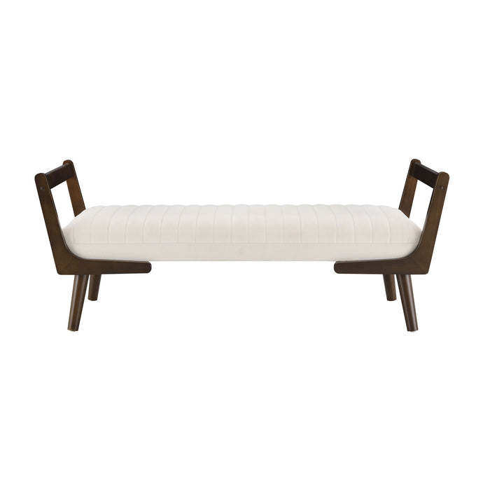 Mid-Century Bench With Wood Legs