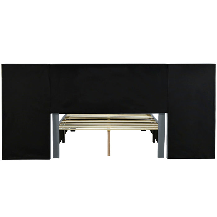 Upholstered Platform Bed With Big Headboard