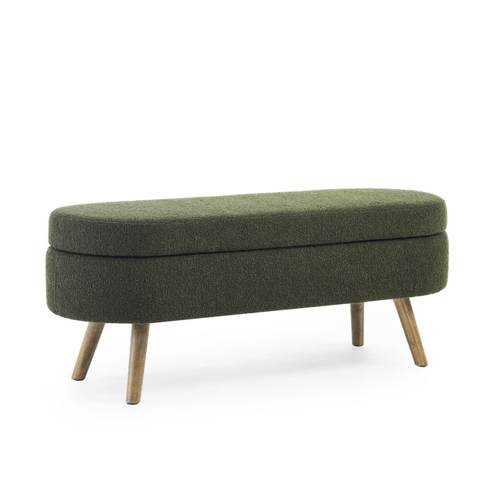 Ottoman Oval Storage Bench With Rubber Wood Legs