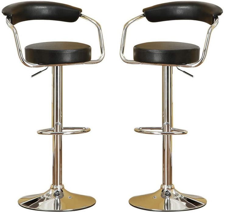 Contemporary Style Black Bar Stool Counter Height Chairs (Set of 2) Adjustable Swivel Kitchen Island Stools