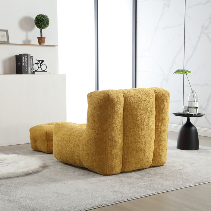 Modern Indoor Fluffy Bean Bag Chair With Memory Foam And Ottoman, Super Soft