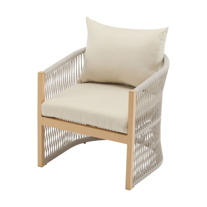 Modern Curved Aluminum Lounge Chair With Stylish Rope Weave Design And Cushioned Comfort For Outdoor