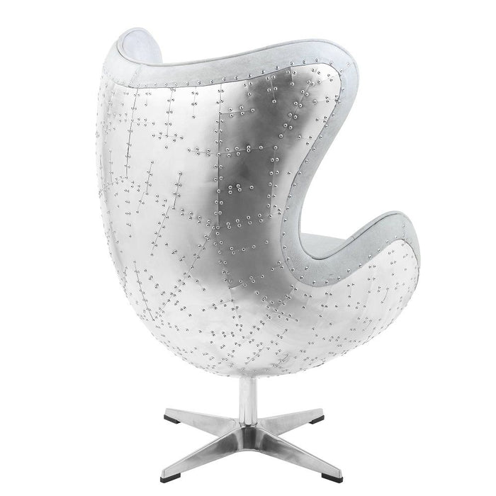Brancaster - Accent Chair With Swivel - Vintage White Top Grain Leather & Aluminum