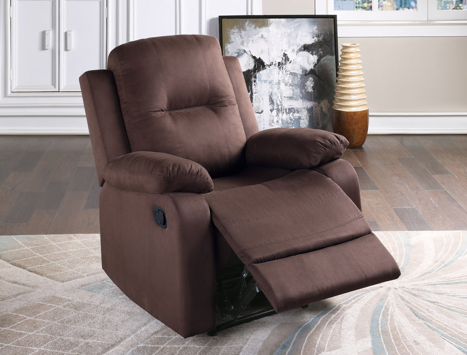 Elegant Modern Chocolate Color Microfiber Motion Recliner Chair Couch Manual Motion Plush Armrest Tufted Back Living Room Furniture