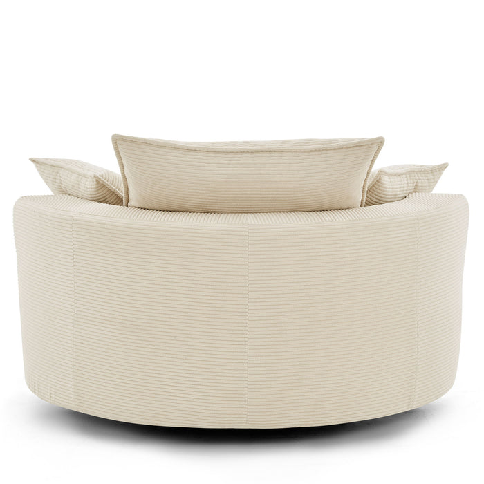 360° Swivel Accent Barrel Chair With Dual Layer Cushion And 3 Removable Pillows