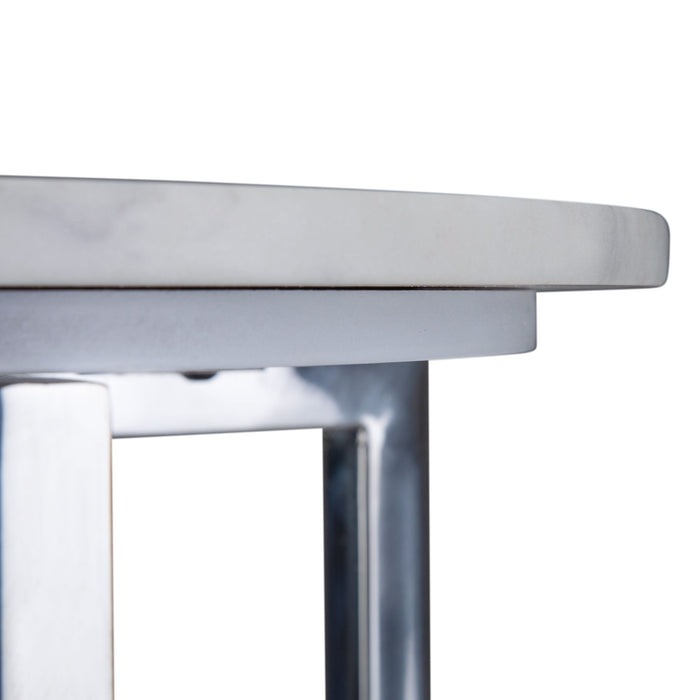 Marsden - Side Table With Polished Base - White / Silver