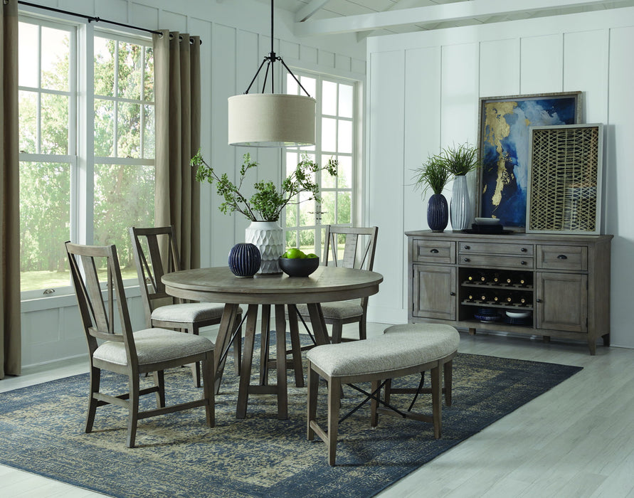 Paxton Place - Curved Bench With Upholstered Seat - Dovetail Gray